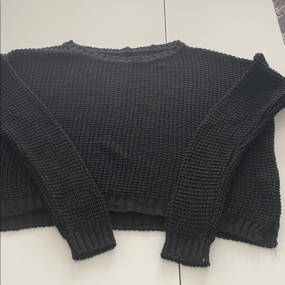 Forever 21 Black Textured Knit Sweater